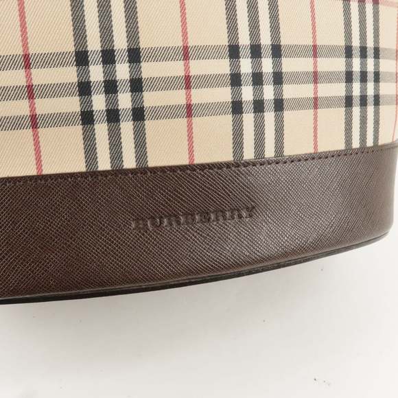BURBERRY Canvas Leather Nova Plaid Tote Bag Beige Brown - Picture 11 of 16